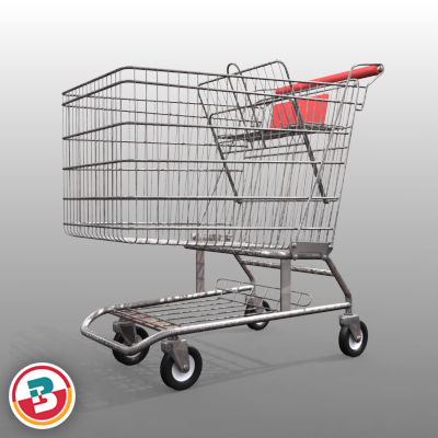 3D Model of Grocery Store Shopping Cart - 3D Render 11